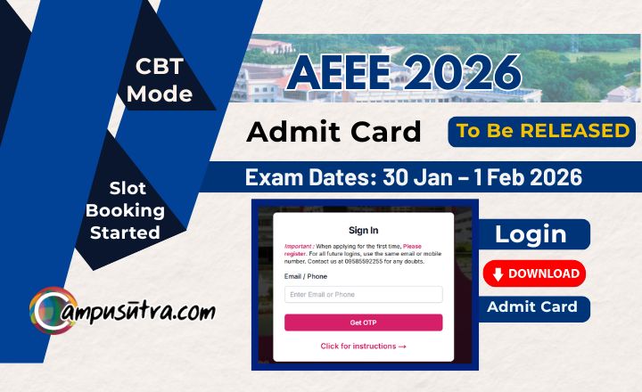 AEEE 2026 Admit Card for B Tech Admission & Exam Pattern AEEE Admit Card