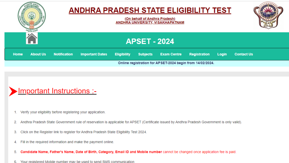 AP SET 2024 registration begins. Check details to apply AP SET