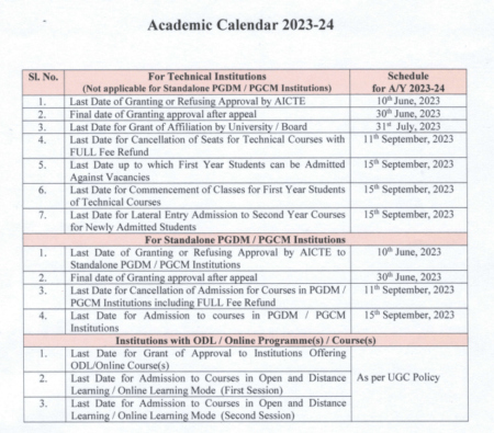 Academic Calendar