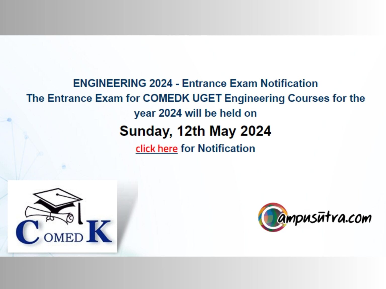 COMEDK UGET 2024 Exam Date Announced COMEDK UGET 2024