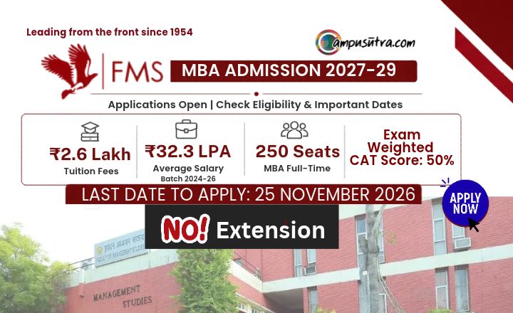 Faculty of Management Studies Delhi Opens MBA Admissions 2027–29 Batch FMS Apply