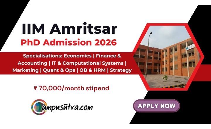 IIM Amritsar Opens Application for PhD Admission 2026 IIM Amritsar Admission 2026