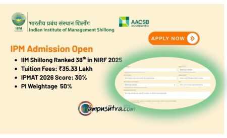 IIM Shillongs opened applications for IPM Admission 2026 batch