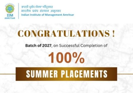 IIM Amritsar Summer Placement