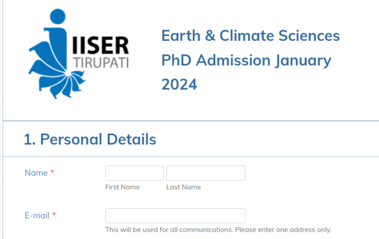 IISER Tirupati PhD Admission 2024