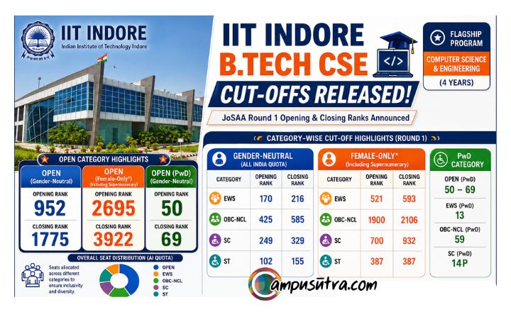 IIT Indore B.Tech CSE Cut-offs Released