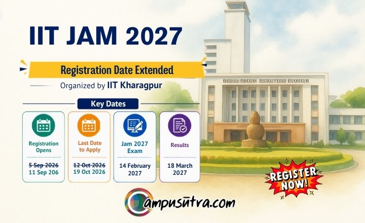 IIT Kharagpur, has extended the IIT JAM 2027 registration deadline to Oct 19 JAM Registration