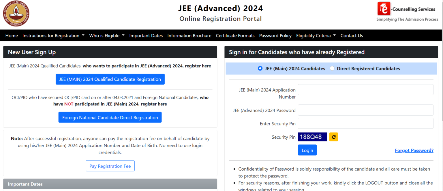 JEE Advanced 2024 – Registration window opens JEE Advanced