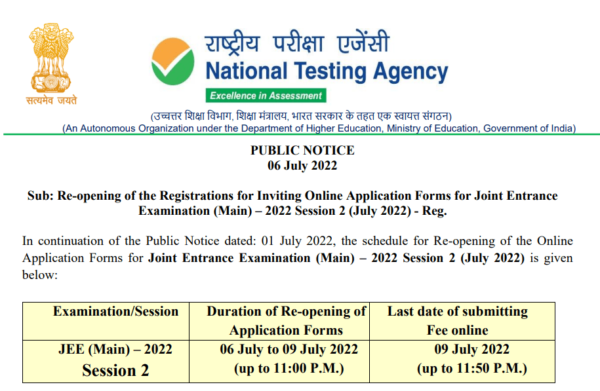 JEE Main 2022 session