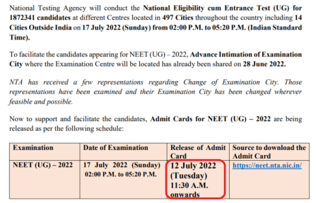 NEET Admit Card