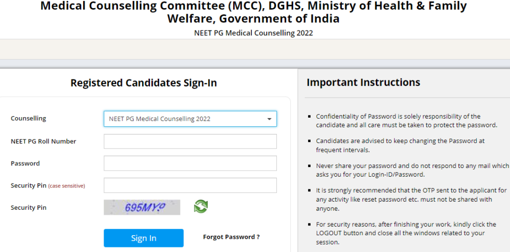 NEET PG Counselling 2022
