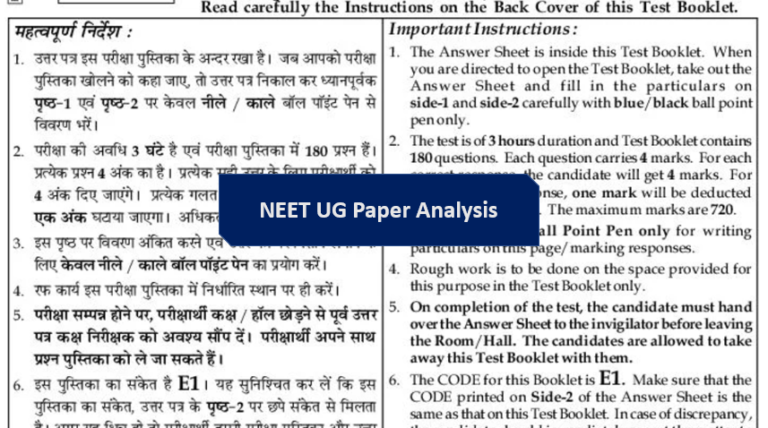 NEET UG Paper Analysis