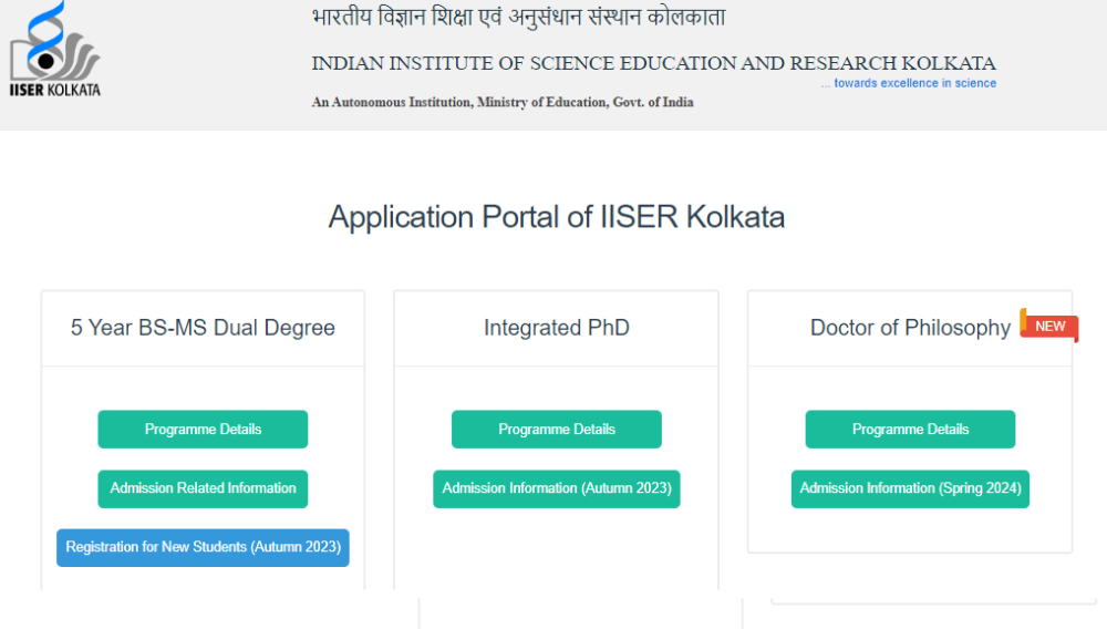 IISER Kolkata PhD Admission 2024 with Fellowships
