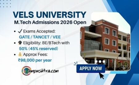 VELS M Tech Admission 2026,